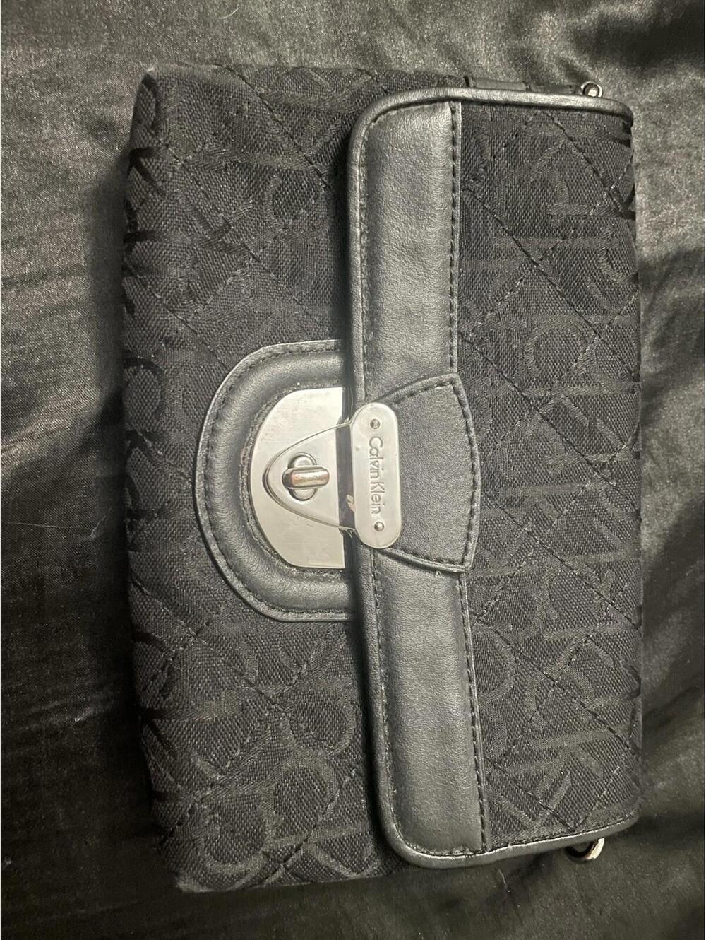 Calvin Klein Signature Logo Canvas Trifold Wallet Clutch